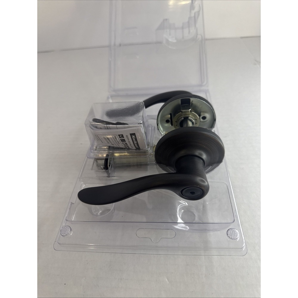 Kwikset Sedona Matte Black Reversible‎ Round Wave Bed/Bath Door Handle 97301-024
